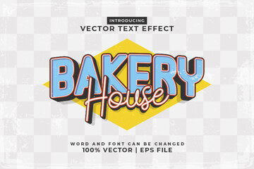 Poster - Editable text effect - Bakery House Vintage template style premium vector