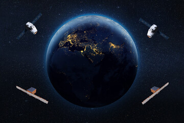 Wall Mural - satellites in low-earth orbit. elements of this image furnished by nasa.