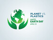 Ozone Day 02Planet vs. Plastics , Earth day 2024 concept 3d tree background. Ecology concept. Design with globe map drawing and leaves isolated on white background. 