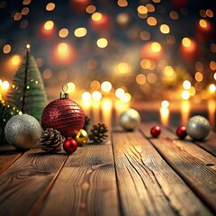 Wall Mural - christmas background with christmas tree. oranges and leaves. AI generated