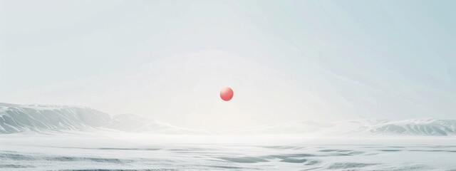 Poster - A minimalist, monochromatic background with a single, brightly colored geometric shape floating in the center against a vast expanse of white. (Combines abstract background with blank space). 8k, ultr