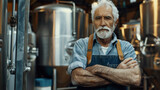 Fototapeta Konie - Confident Senior Brewmaster Standing in His Craft Brewery