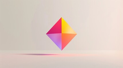 Poster - A minimalist, monochromatic background with a single, brightly colored geometric shape floating in the center against a vast expanse of white. (Combines abstract background with blank space). 8k, ultr