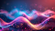 Abstract waves with particulates light, nano carbon fiber ,Abstract background ,Neon lights form an intricate nexus against a dark backdrop
