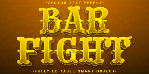 Poster - Western Golden Bar Fight Vector Fully Editable Smart Object Text Effect