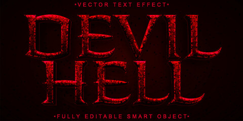 Wall Mural - Dark Red Horror Devil Hell Vector Fully Editable Smart Object Text Effect