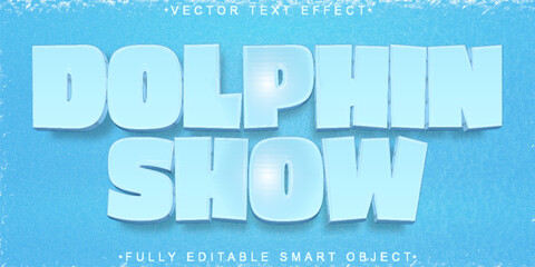 Poster - Cartoon Blue Dolphin Show Vector Fully Editable Smart Object Text Effect