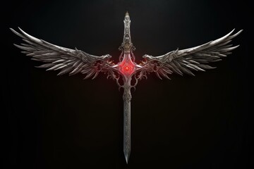 Wall Mural - Menacing Death angel sword. Dark person battle. Generate Ai