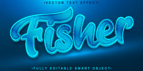 Poster - Cartoon Blue Fisher Vector Fully Editable Smart Object Text Effect