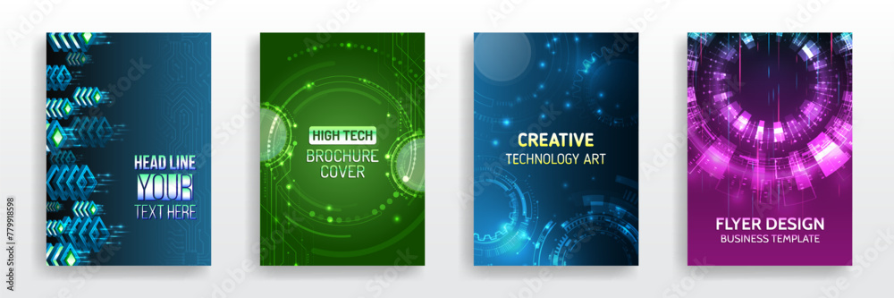 Set of high-tech covers for marketing. Modern technology design for ...