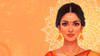 Tamil beautiful young women on isolated background, Indian Festival, national Day, Generative Ai