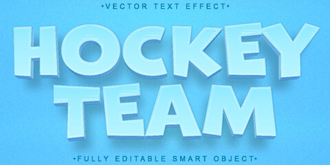 Poster - Cartoon Blue Hockey Team Vector Fully Editable Smart Object Text Effect