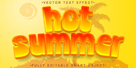Poster - Cartoon Orange Hot Summer Vector Fully Editable Smart Object Text Effect