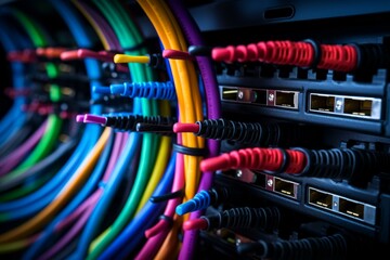 Poster - Essential Server cables. Internet center digital. Generate ai
