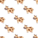 Fototapeta  - seamless pattern with cartoon cow