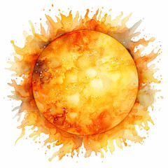 Sticker - watercolor Sun clipart, Generative Ai