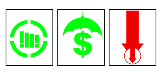 Poster - 2d illustration business graph with dollar