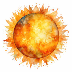 Sticker - watercolor Sun clipart, Generative Ai