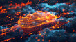3D Rendered Glowing Cloud Icon in Holographic Space