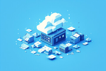 Wall Mural - Cloud data sharing concept