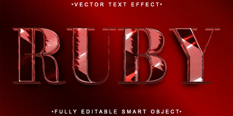Poster - Red Luxury Shiny Ruby Vector Fully Editable Smart Object Text Effect
