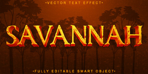 Poster - Cartoon Orange Africa Savannah Vector Fully Editable Smart Object Text Effect