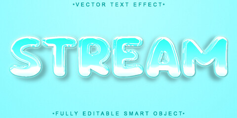 Poster - Cartoon Blue Liquid River Stream Vector Fully Editable Smart Object Text Effect