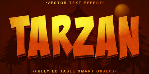 Poster - Cartoon Orange Survival Tarzan Vector Fully Editable Smart Object Text Effect