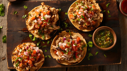 Poster - Delicious Chicken Tacos with Fresh Ingredients on a Rustic Table