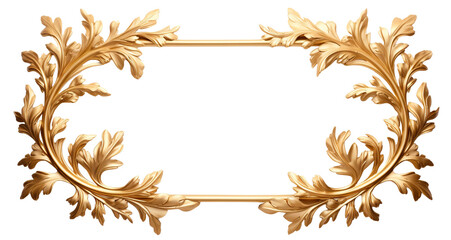 Canvas Print - Elegant golden leaf border frame, cut out