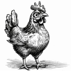 Canvas Print - a black and white drawing of a chicken