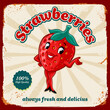 strawberry mascot girl vintage banner