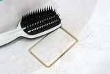 Fototapeta  - Hair clump from the shower drain. Cleaning or hair loss concept.