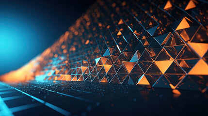 Poster - Abstract background with structure of neon triangles and technology style.