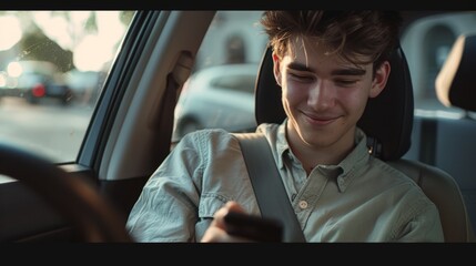 Poster - Teenager Texting While in Car