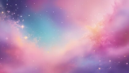 Wall Mural - pink unicorn sky with stars. cute purple pastel background. fantasy dreaming galaxy and magic wavy s