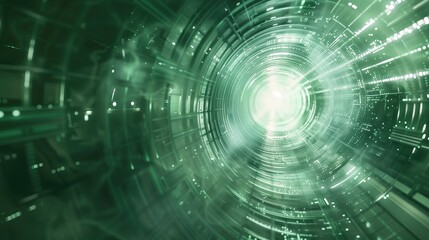 Poster - Green bright glowing digital technology high tech electronics background for scientific or showcase display purposes