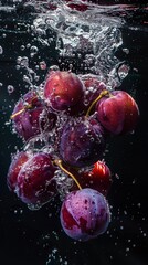 Sticker - A bunch of plums floating in the water