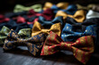 An HD-captured image presenting an assortment of elegant bow ties in multi-colored silk satin, each with its unique and refined pattern, making a fashionable statement.