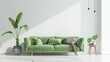 modern green living room with sofa