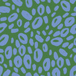 Abstract circles seamless pattern in blue and green colors, quirky doodle vector background