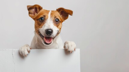 Sticker - A brown and white dog holding a sign