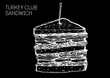Turkey club sandwich sketch. Hand drawn vector illustration.