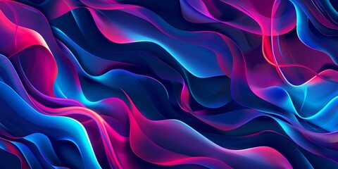 Wall Mural - Abstract background with colorful shapes and curves in gradient colors of purple, blue and pink, with black shadows. High resolution, in the style of a hyper realistic and super detailed art piece