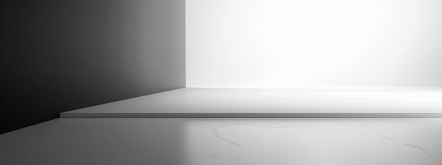 Poster - A black and white background with a gradient leading to a clean white space in the corner.