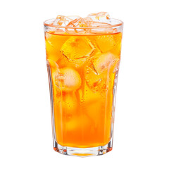 A glass of orange soda. Isolated on transparent background.