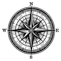  Wind Rose Nautical Compass engraving PNG