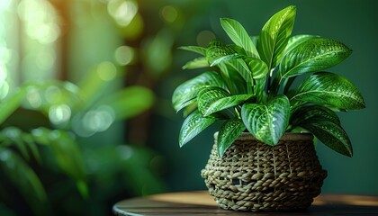 Canvas Print - Interior wall mockup with green plant