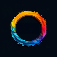 Aufkleber - A vibrant, multicolored circle floats elegantly against a stark black background, captivating the viewer with its mesmerizing hues and bold contrast