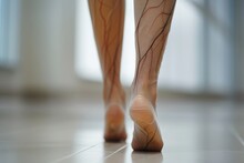 Woman Leg With Spider Veins And Varicose Veins.